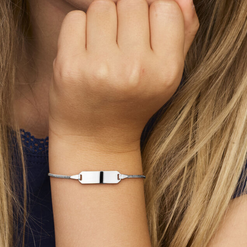 Baby armbandje met graveerplaatje witgoud 9-11cm - 56929