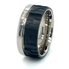 Titanium vrienschapsring met carbon en 3 diamanten maat 58 - 56218