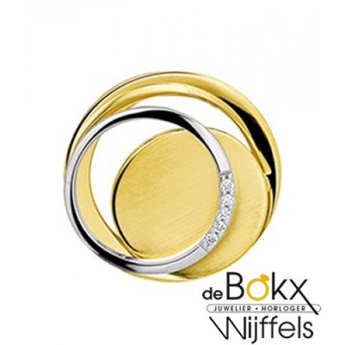 Gouden cirkel hanger met diamant - 56708