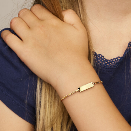 baby armbandje met graveerplaatje geel goud 9 karaat 11-13cm - 56712