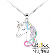 unicorn / eenhoorn met ketting zilver emaille 38cm - 56752 unicorn / eenhoorn met ketting zilver emaille 38cm - 56752