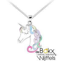 unicorn / eenhoorn met ketting zilver emaille 38cm - 56752 unicorn / eenhoorn met ketting zilver emaille 38cm - 56752