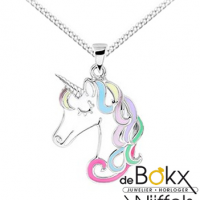 unicorn / eenhoorn met ketting zilver emaille 38cm - 56752 unicorn / eenhoorn met ketting zilver emaille 38cm - 56752