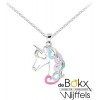 unicorn / eenhoorn met ketting zilver emaille 38cm - 56752