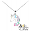 unicorn / eenhoorn met ketting zilver emaille 38cm - 56752 unicorn / eenhoorn met ketting zilver emaille 38cm - 56752