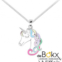 unicorn / eenhoorn met ketting zilver emaille 38cm - 56752 unicorn / eenhoorn met ketting zilver emaille 38cm - 56752