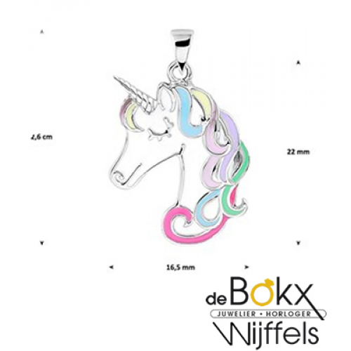 unicorn / eenhoorn met ketting zilver emaille 38cm - 56752 unicorn / eenhoorn met ketting zilver emaille 38cm - 56752