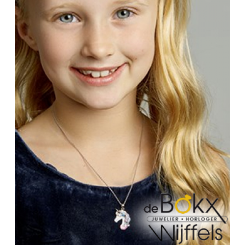 unicorn / eenhoorn met ketting zilver emaille 38cm - 56752 unicorn / eenhoorn met ketting zilver emaille 38cm - 56752