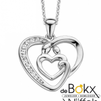 M' Amour hanger hartje moeder en kind zilver en zirkonia steentjes Z.47 - 56190 M' Amour hanger hartje moeder en kind zilver en zirkonia steentjes Z.47 - 56190