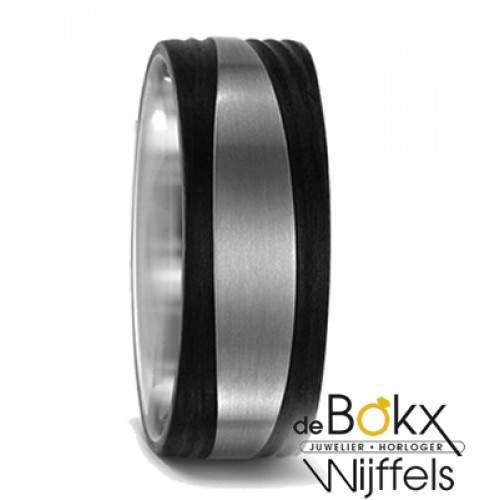 breede titanium ring met carbon 52481 - 56208