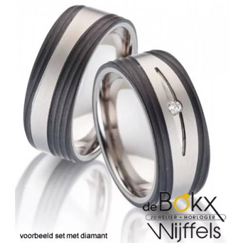 breede titanium ring met carbon 52481 - 56208