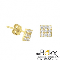 Geelgoud oorknoppen vierkantjes met zirkonia - 56210 Geelgoud oorknoppen vierkantjes met zirkonia - 56210