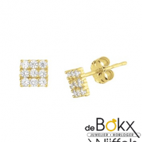 Geelgoud oorknoppen vierkantjes met zirkonia - 56210 Geelgoud oorknoppen vierkantjes met zirkonia - 56210