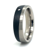Smalle titanium trouwring met carbon en 1 diamanten maat 55 - 56223
