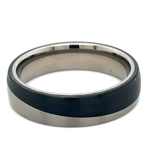 asymmetrische smalle titanium ring met carbon maat 59 - 56224