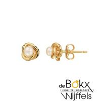 fijne geelgouden oorknoppen met zoetwaterparel - 56133 fijne geelgouden oorknoppen met zoetwaterparel - 56133