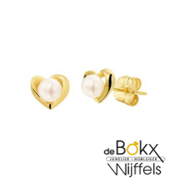 oorknopjes geelgouden hartje met parel - 56134 oorknopjes geelgouden hartje met parel - 56134