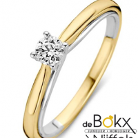 Diamanten geel en wit gouden ring met 0.25crt diamant maat 54 - 56149