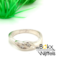 Ring zilver met 2 zirkonia steentjes maat 57 - 58060 Ring zilver met 2 zirkonia steentjes maat 57 - 58060