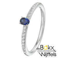witgouden damesring met saffier en diamant maat 52 - 58133 witgouden damesring met saffier en diamant maat 52 - 58133