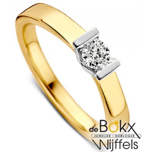 Diamanten ring goud dames 0.20crt maat 54 - 57053