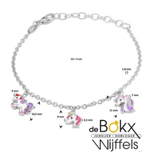 zilveren eenhoorn / unicorn bedelarmband 13 - 16cm - 57124 zilveren eenhoorn / unicorn bedelarmband 13 - 16cm - 57124