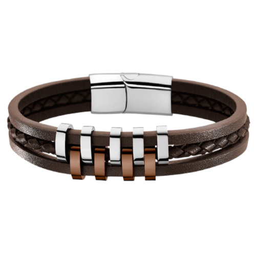 lotus armband heren staal met bruin leer - 57368 lotus armband heren staal met bruin leer - 57368