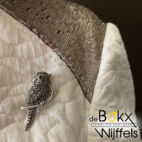 broche zilver papegaai met markasiet en rode granaat - 57889 broche zilver papegaai met markasiet en rode granaat - 57889