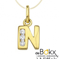 Letter hanger goud met zirkonia N - 57338 Letter hanger goud met zirkonia N - 57338