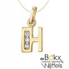 Letter hanger goud met zirkonia H - 57340