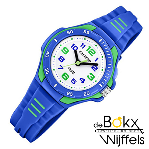 Kinderhorloge Calypso blauw groen met lampje - 57381