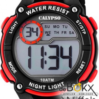 Kinderhorloge digitaal Calypso zwart en rood met lampje - 57385