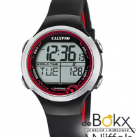 Kinderhorloge digitaal Calypso zwart / rood met lampje - 57389 Kinderhorloge digitaal Calypso zwart / rood met lampje - 57389
