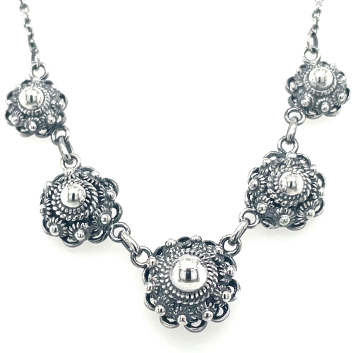 collier Zeeuwse knoop ketting 5 knoopjes dutch button zilver - 57454 collier Zeeuwse knoop ketting 5 knoopjes dutch button zilver - 57454