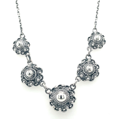 collier Zeeuwse knoop ketting 5 knoopjes dutch button zilver - 57454 collier Zeeuwse knoop ketting 5 knoopjes dutch button zilver - 57454