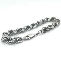 koord armband 20cm geoxideerd zilver - 57472