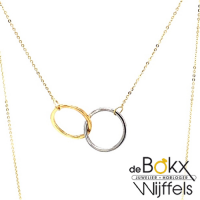 ketting goud met 2 ringetjes in wit en geel goud - 57525 ketting goud met 2 ringetjes in wit en geel goud - 57525