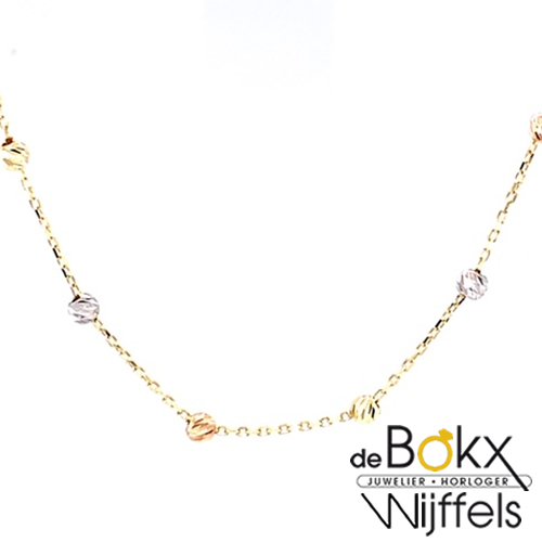 Gouden bolletjes ketting in 3 kleuren goud - 57526