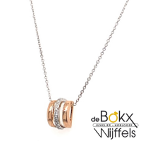 Fijn gouden ketting met hanger en diamant 42cm - 57573 Fijn gouden ketting met hanger en diamant 42cm - 57573