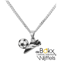 Voetbalschoen met bal hanger incluzief ketting in het zilver - 55519 Voetbalschoen met bal hanger incluzief ketting in het zilver - 55519