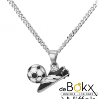 Voetbalschoen met bal hanger incluzief ketting in het zilver - 55519 Voetbalschoen met bal hanger incluzief ketting in het zilver - 55519