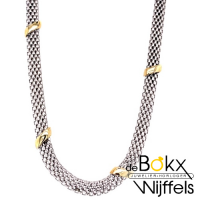 Zilveren ketting met gouden stukjes 45cm - 57657 Zilveren ketting met gouden stukjes 45cm - 57657