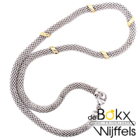 Zilveren ketting met gouden stukjes 45cm - 57657 Zilveren ketting met gouden stukjes 45cm - 57657