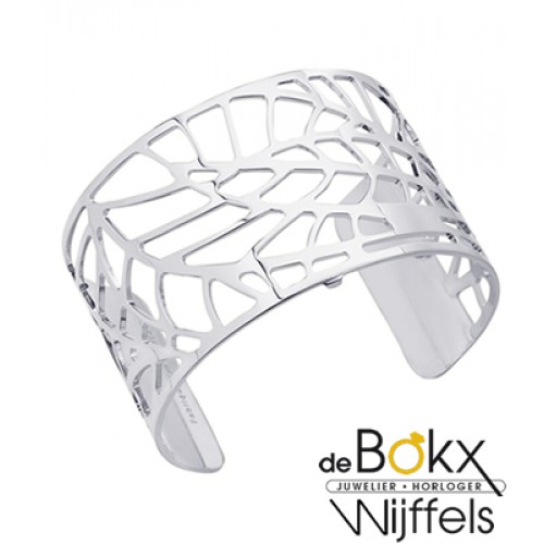 Armband fougeres 40mm les Georgettes zilver met 2 leertjes - 55786 Armband fougeres 40mm les Georgettes zilver met 2 leertjes - 55786