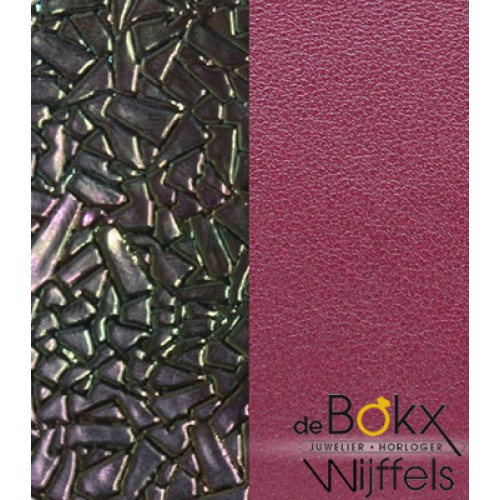 Armband Girafe 14mm les Georgettes ruthenium met leer broken glass petrol/cherry - 55792 Armband Girafe 14mm les Georgettes ruthenium met leer broken glass petrol/cherry - 55792