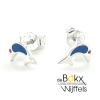 Zilver oorknoppen dolfijn met blauwe emaillen - 55569 Zilver oorknoppen dolfijn met blauwe emaillen - 55569