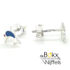 Zilver oorknoppen dolfijn met blauwe emaillen - 55569 Zilver oorknoppen dolfijn met blauwe emaillen - 55569
