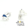 Zilver oorknoppen dolfijn met blauwe emaillen - 55569 Zilver oorknoppen dolfijn met blauwe emaillen - 55569