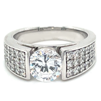 ring zilver met veel zirkonia steentjes maat 54 - 55640