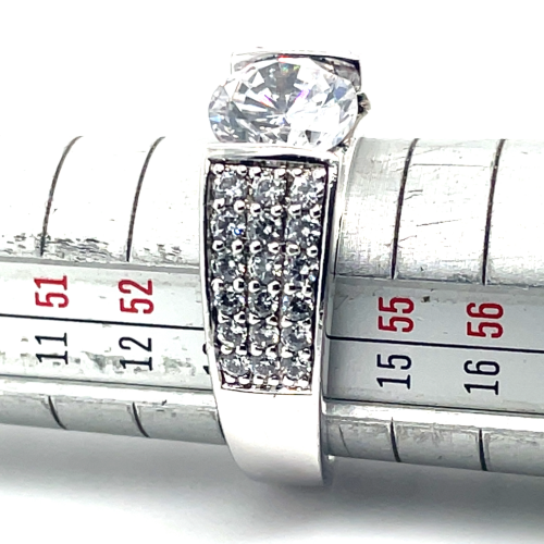 ring zilver met veel zirkonia steentjes maat 54 - 55640